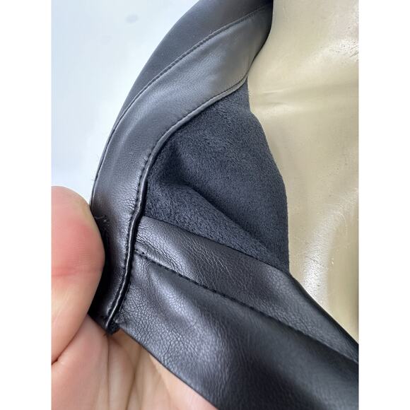 Evereve Medium Women Black Vegan Faux Leather Button Up Midi Dress Trench CLT - Picture 8 of 14